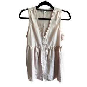 Banana Republic womens Pink Blush Silk Blouse Babydoll Sleeveless size small